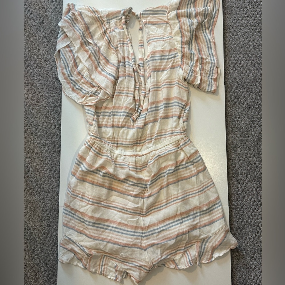 American Eagle Outfitters Striped Ruffle Romper - Picture 2 of 4